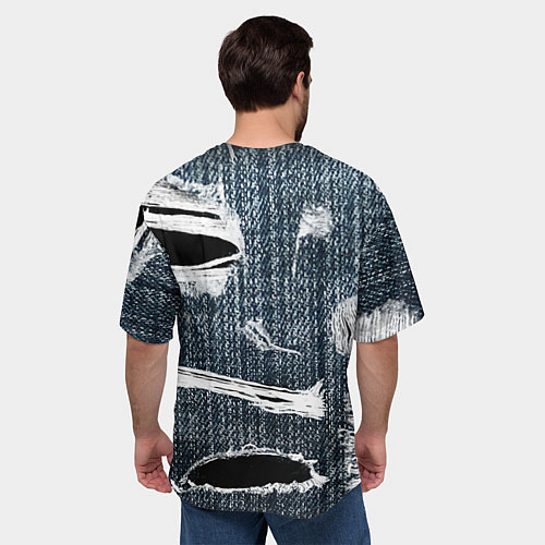 Мужская футболка оверсайз Джинсовое рваньё Fashion trend / 3D-принт – фото 4