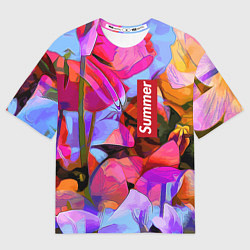 Футболка оверсайз мужская Красочный летний цветочный паттерн Summer color pa, цвет: 3D-принт