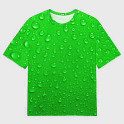 Футболка оверсайз мужская Зеленый фон с росой, цвет: 3D-принт