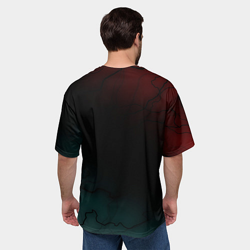 Мужская футболка оверсайз The witcher Волк Черные Молнии / 3D-принт – фото 4