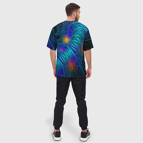 Мужская футболка оверсайз Neon pattern Неоновый паттерн / 3D-принт – фото 4
