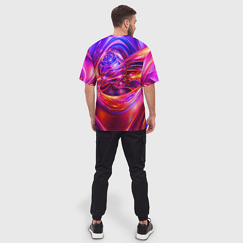 Мужская футболка оверсайз Abstract color neon composition Абстрактная неонов / 3D-принт – фото 4