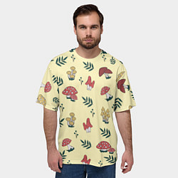 Футболка оверсайз мужская Mushroom, грибы- грибочки, цвет: 3D-принт — фото 2