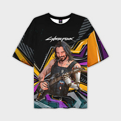 Мужская футболка оверсайз Johnny гитарист cyberpunk2077