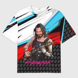 Мужская футболка оверсайз Cyberpunk2077 Johnny с гитарой