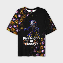 Мужская футболка оверсайз Five Nights at Freddys Луна паттерн