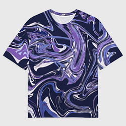 Мужская футболка оверсайз Фиолетовая магия Абстракция с мраморными разводами