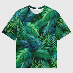 Футболка оверсайз мужская Green plants pattern, цвет: 3D-принт