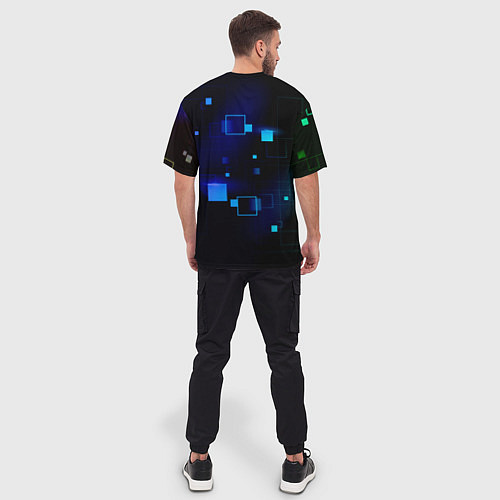 Мужская футболка оверсайз ROBLOX неоновые кубики / 3D-принт – фото 4