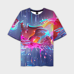 Мужская футболка оверсайз Neon splashes