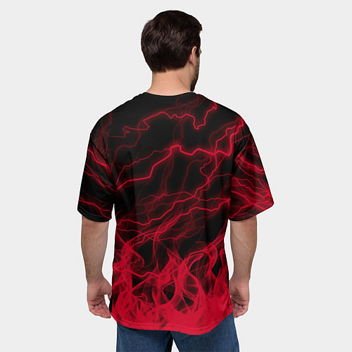 Мужская футболка оверсайз CHICAGO BULLS ЧИКАГО БУЛЛС МОЛНИИ / 3D-принт – фото 4