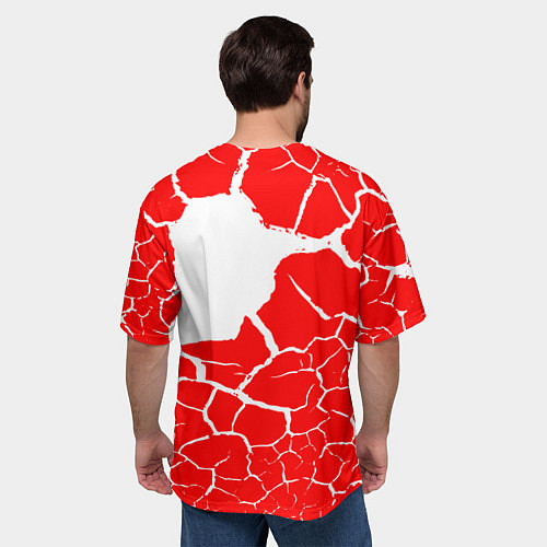 Мужская футболка оверсайз CHICAGO BULLS ЧИКАГО БУЛЛС ТРЕЩИНЫ / 3D-принт – фото 4