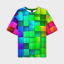 Мужская футболка оверсайз РАЗНОЦВЕТНЫЕ КУБИКИ MULTICOLORED CUBES