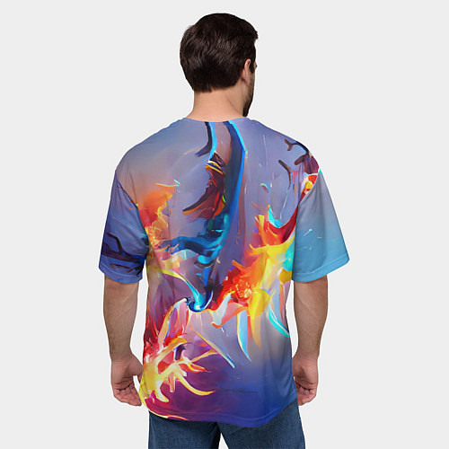 Мужская футболка оверсайз Замерзшее пламя / 3D-принт – фото 4