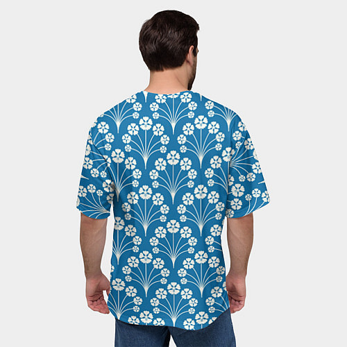 Мужская футболка оверсайз Векторные белые цветы / 3D-принт – фото 4