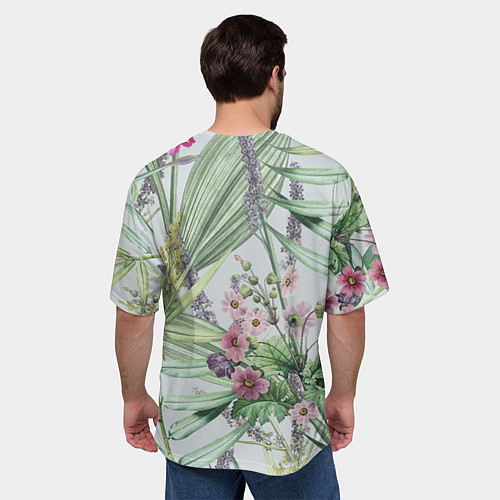 Мужская футболка оверсайз Цветы Солнечная Коса / 3D-принт – фото 4