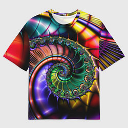 Футболка оверсайз мужская Красочная фрактальная спираль Colorful fractal spi, цвет: 3D-принт