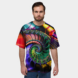 Футболка оверсайз мужская Красочная фрактальная спираль Colorful fractal spi, цвет: 3D-принт — фото 2