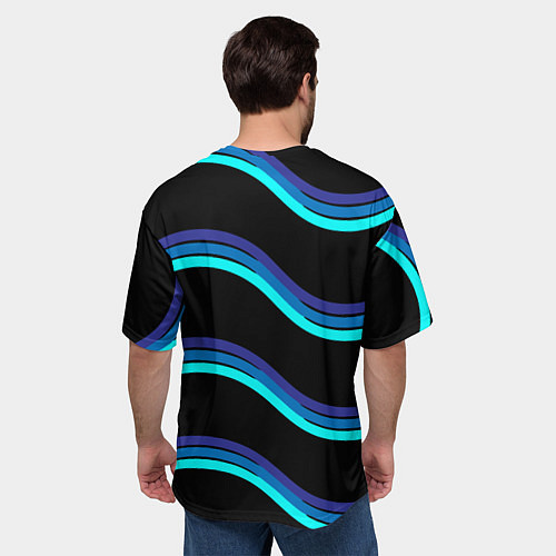 Мужская футболка оверсайз BlueMini HuggyWuggyPoppy Playtime / 3D-принт – фото 4