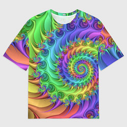Мужская футболка оверсайз Красочная фрактальная спираль Узор Colorful fracta