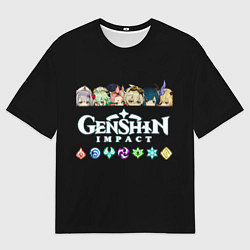 Мужская футболка оверсайз Персонажи игры Genshin Impact