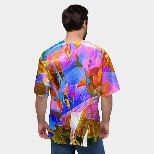 Мужская футболка оверсайз Красочный цветочный паттерн Лето Colorful floral p / 3D-принт – фото 4