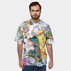 Футболка оверсайз мужская Цветы Красочный Лакфиоль, цвет: 3D-принт — фото 2