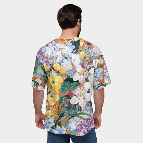 Мужская футболка оверсайз Цветы Красочный Лакфиоль / 3D-принт – фото 4