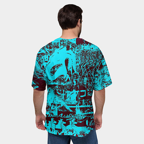 Мужская футболка оверсайз БИРЮЗОВАЯ ПАЛИТРА ЦВЕТА / 3D-принт – фото 4