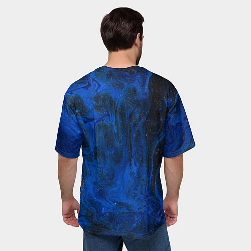 Мужская футболка оверсайз Синий абстрактный дым / 3D-принт – фото 4