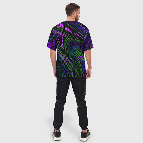 Мужская футболка оверсайз Абстрактный современный тигровый узор / 3D-принт – фото 4