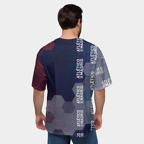Мужская футболка оверсайз ATLETICO MADRID - Соты / 3D-принт – фото 4