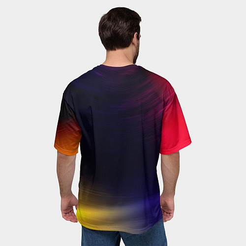 Мужская футболка оверсайз ТЕСЛА Tesla Autosport Звезды / 3D-принт – фото 4