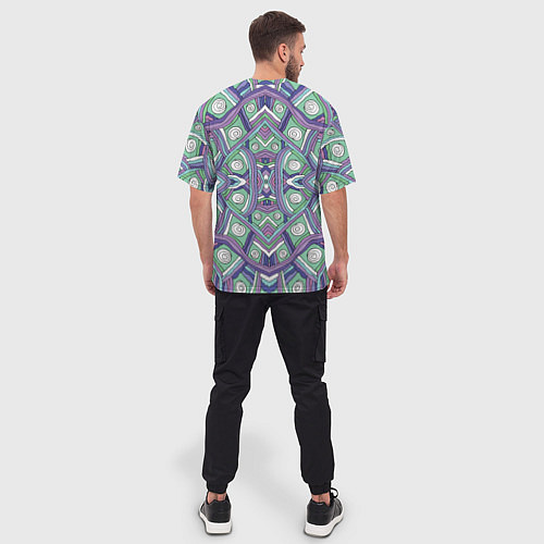 Мужская футболка оверсайз Абстрактный разноцветный принт в дудл стиле / 3D-принт – фото 4