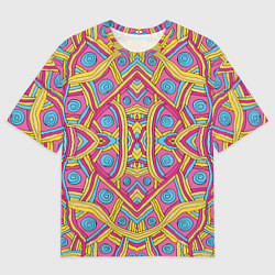 Футболка оверсайз мужская Разноцветный и яркий узор в дудл стиле, цвет: 3D-принт