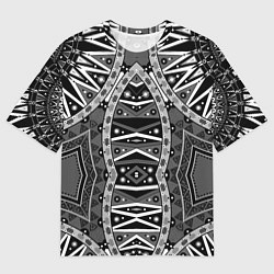 Футболка оверсайз мужская Черно-белый этнический орнамент, цвет: 3D-принт