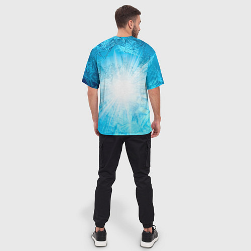 Мужская футболка оверсайз IN COLD horizontal logo with blue ice / 3D-принт – фото 4