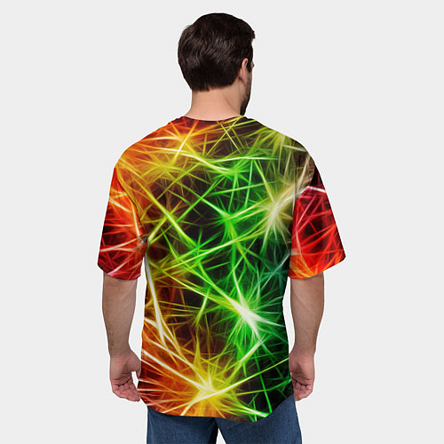Мужская футболка оверсайз РАЗНОЦВЕТНЫЙ САЛЮТ / 3D-принт – фото 4