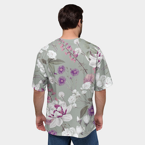 Мужская футболка оверсайз Цветы Романтический Сад / 3D-принт – фото 4