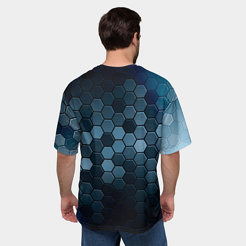 Мужская футболка оверсайз ЛЕКСУС Sport Соты / 3D-принт – фото 4