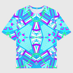 Футболка оверсайз мужская Геометрический орнамент в голубых тонах, цвет: 3D-принт