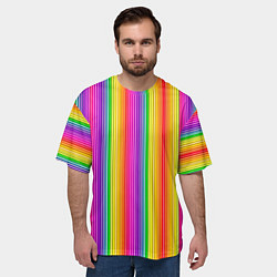 Футболка оверсайз мужская ЦВЕТНЫЕ РАДУЖНЫЕ ЛИНИИ, цвет: 3D-принт — фото 2