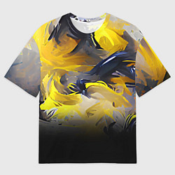 Футболка оверсайз мужская Желтые разводы краски, цвет: 3D-принт