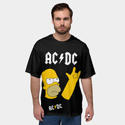 Футболка оверсайз мужская AC DC ГОМЕР СИМПСОН SIMPSONS, цвет: 3D-принт — фото 2