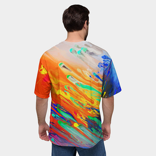 Мужская футболка оверсайз Буйство красок Лето Riot of colors Summer / 3D-принт – фото 4