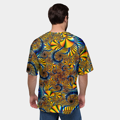 Мужская футболка оверсайз FRACTAL COLOR PATTERN / 3D-принт – фото 4
