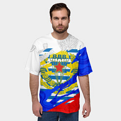 Футболка оверсайз мужская РОССИЙСКИЙ ТРИКОЛОР - ФОРМА ВДВ РАЗРЫВ, цвет: 3D-принт — фото 2