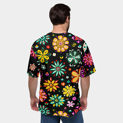 Мужская футболка оверсайз MULTICOLORED FLOWERS / 3D-принт – фото 4