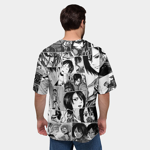 Мужская футболка оверсайз Атака титанов паттерн / 3D-принт – фото 4