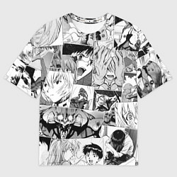 Футболка оверсайз мужская Евангелион паттерн, цвет: 3D-принт